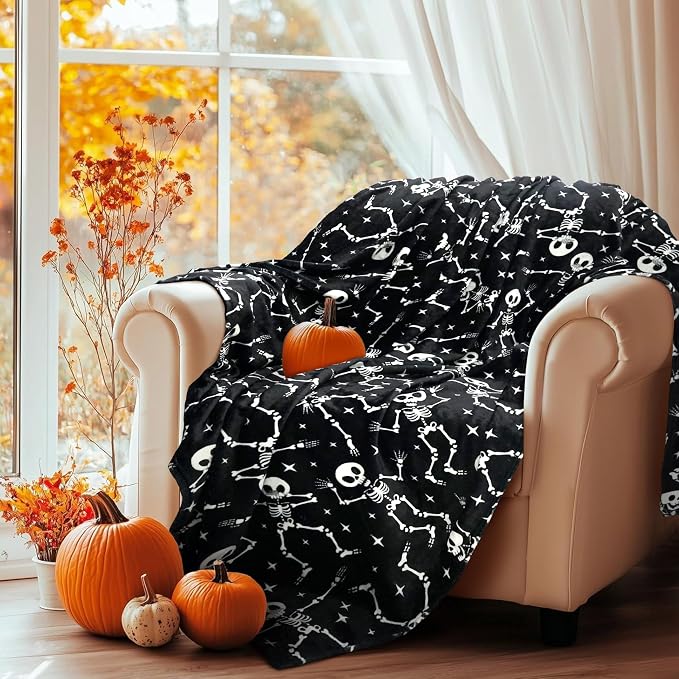 Halloween Gothic Skeleton Throw Blanket 50x60 Inch - skull blanket