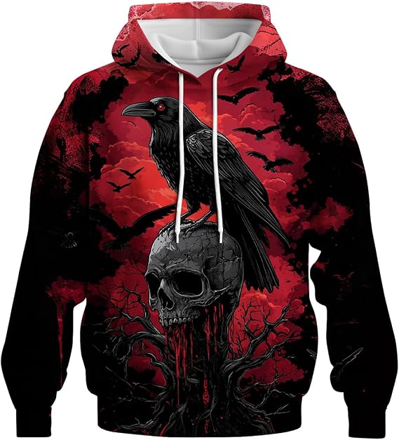 LAOLIUSN Novelty Long Sleeve Hoodie Funny Fashion Skull Print Sweatshirts - skull sweatshirts