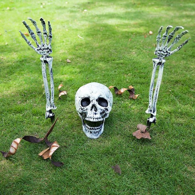 Halloween Skeleton Stakes, 3 PCS Realistic Skeleton, Spooky Life Size Skeleton Groundbreakes for Lawn Yard Graveyard Halloween Decorations Outdoor - skeleton