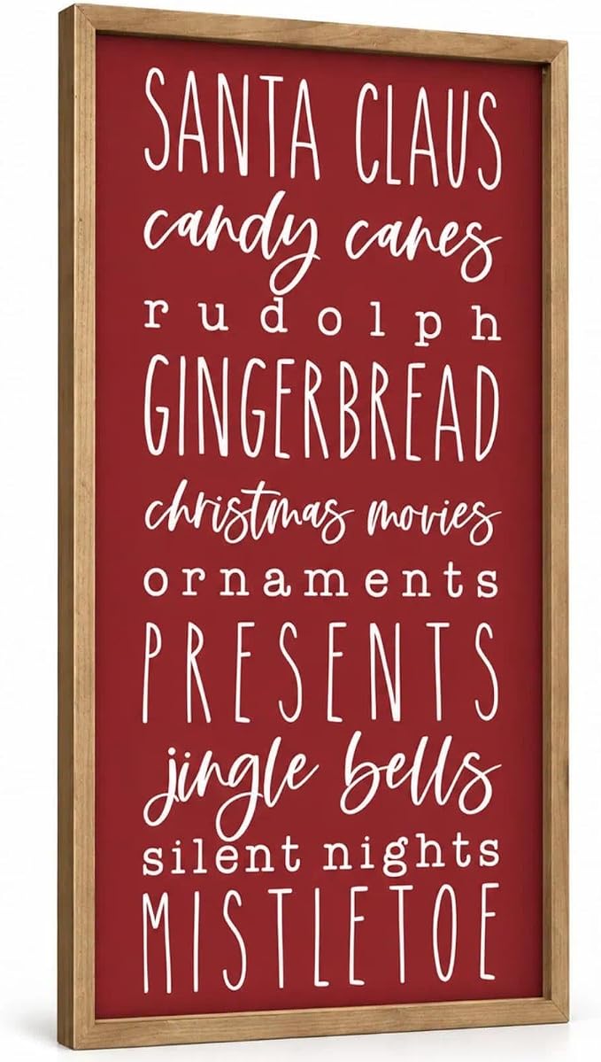 23.6" Larger Christmas Wall Art Framed, Wooden Indoor Home Decor - skull wall art