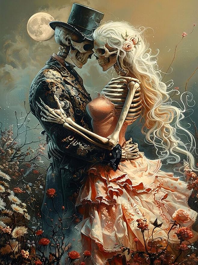 Axquilon Skeleton Diamond Art Kits for Adults 12x16 inch - skull painting