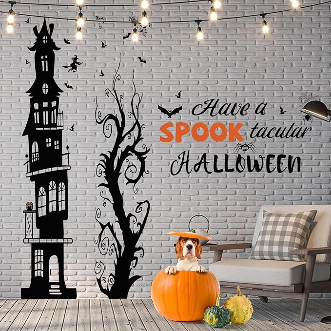 3 Sheets Large Halloween Wall Decals Removable DIY Halloween Wall Art - skull wall art