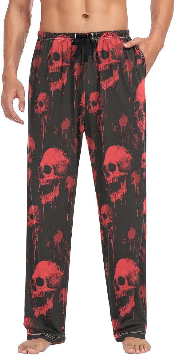 Aslsiy Mens Pajama Pants Soft Pajama Bottoms Lounge PJS Sleep Pants - skull pajamas