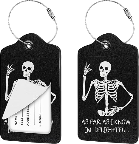 2Pcs Skull Skeleton Luggage Tag for Suitcases Women Cruise Travel - skull suitcase