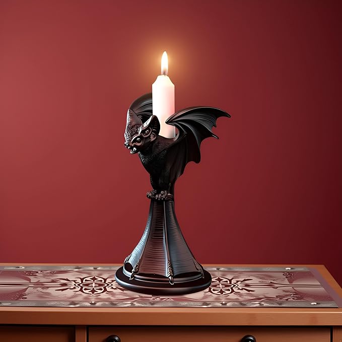 Halloween Candle Holder Gothic Decor Bat for Home- Gift Candle Sticks Holder (Bat) - skull candle