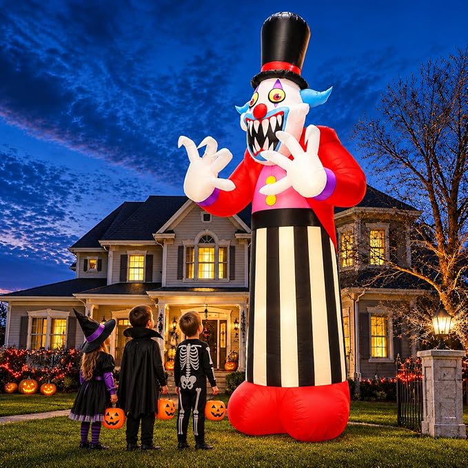 11FT Giant Halloween Inflatables Clown Ghost Outdoor Decorations, Giant Blow Ups with Build-in LED Lights, Scary Yard Garden Decoration for Halloween Party Indoor Outdoor - skull inflatable