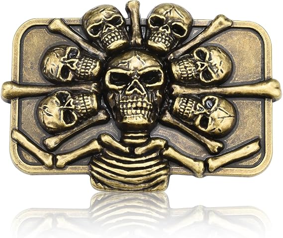 MASOP VOGU Western Belt Buckle for Men, Mens Skull Belt Buckle - skull wallet