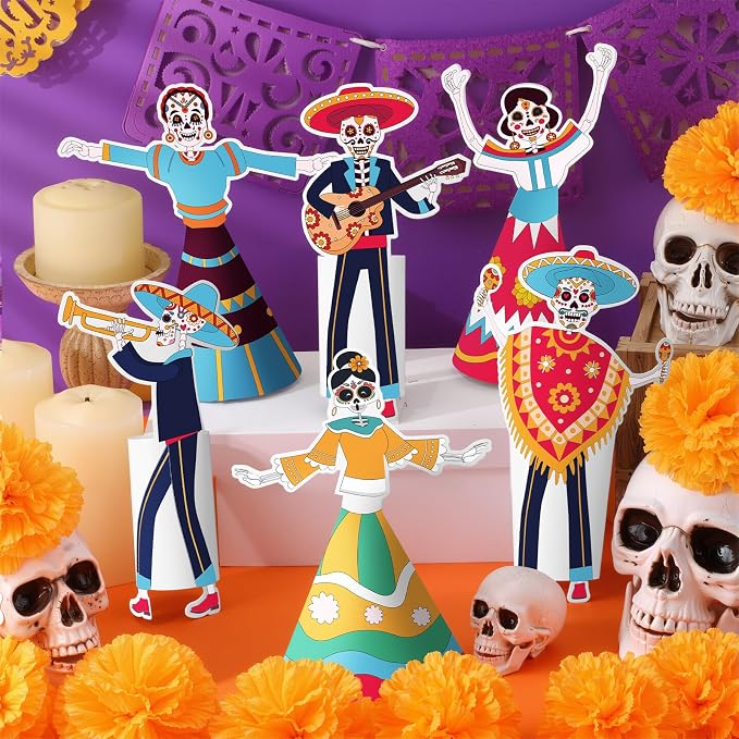Yexiya 24 Set Day of the Dead Crafts Kit Día De Los Muertos Coloring Dolls - skull sticker