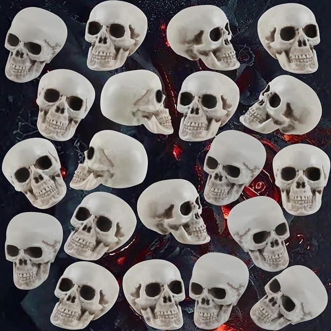 20 Pcs Halloween Skulls Realistic Looking Skulls Skeleton Head for Halloween Bar Home Table Decoration Model Human Skeleton Statue (1.6 x 1.8 x 2.3 Inches) - skull figurine
