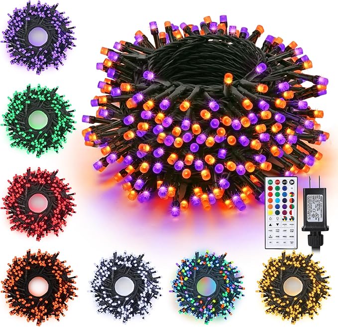 Toodour Halloween Lights RGB String Light, 33ft 100 LED Orange Purple Light - string light