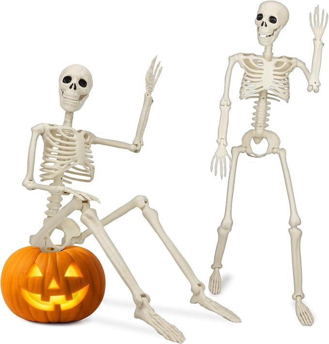 2 Pack 36'' Skeletons Halloween Decorations Outdoor: 3 FT Posable Skeletons - skeleton
