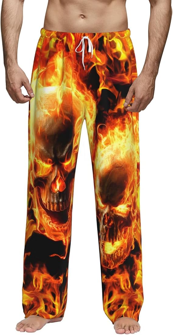 Funny Men's Lounge Pajama Pants Sleepwear Bottom Pants with Pocket - skull pajamas