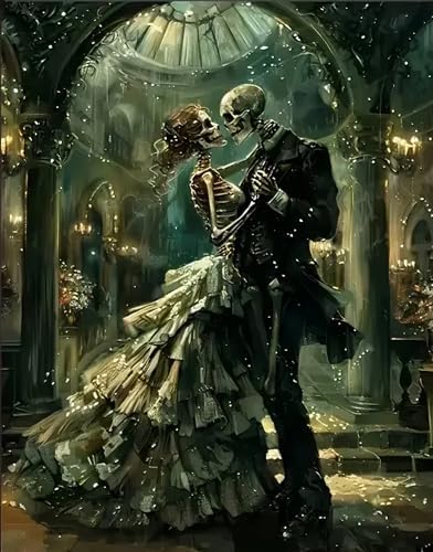 askkqtx Skull Paint by Numbers Kit for Adults Unframed 16x20 Inch - skull painting