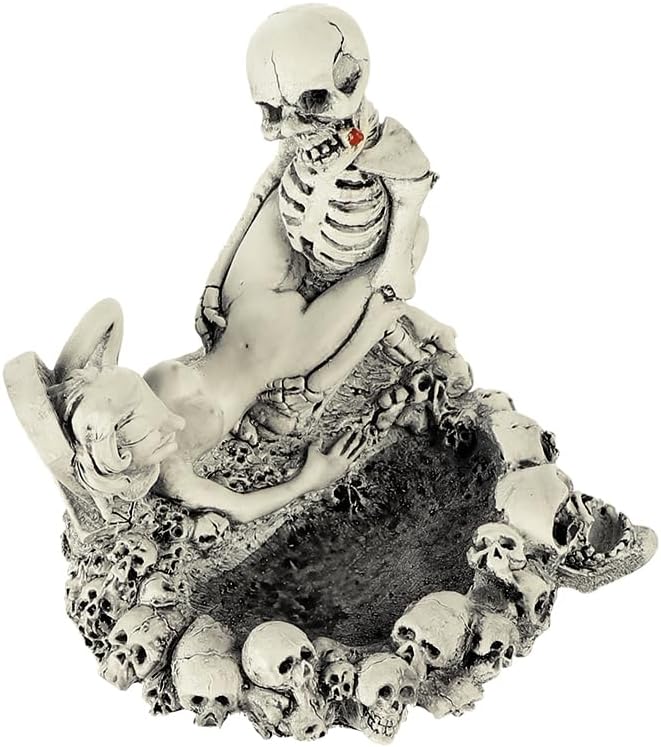 Creative Skull Ashtray Resin Skeleton Ashtray Funny Skull Lovers Figurine Smoking Ashtrays Sexy Ghost Lover Cigarette Ash Holder Halloween Skeleton Cigar Ashtrays Smoking Room Decor Gifts for Smokers