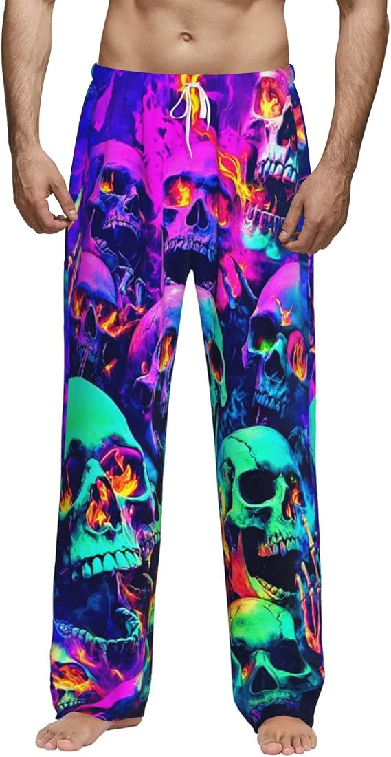Mens Pajama Pants Soft Lightweight Men's Pajama Bottoms Sleep Lounge Pants For Men With Pockets Drawstring - skull pajamas