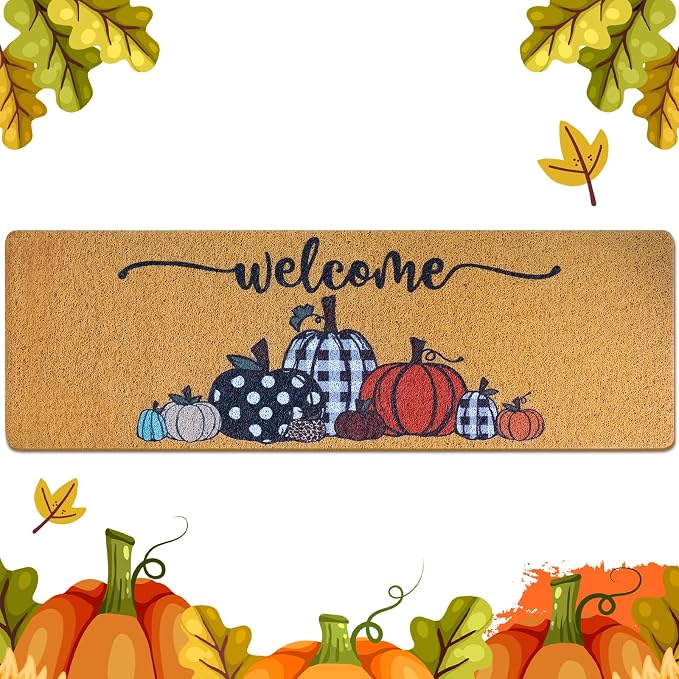 Long Doormat 48x 16 inch Front Door Mat Welcome Doormat Fall Front Door mat Welcome Floor Mat for Fall Halloween Thanksgiving Front Door Outdoor Indoor Decor