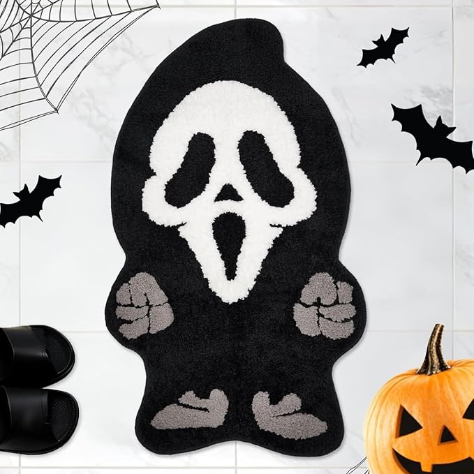 Halloween Rug Ghost Bathroom Rugs Spooky Decorative Bath Doormat Entrance Rug Tub Home Living Room Bath Mat Floor Door Mat Decoration Indoor Outdoor 18 x 31 Inch - skull carpet