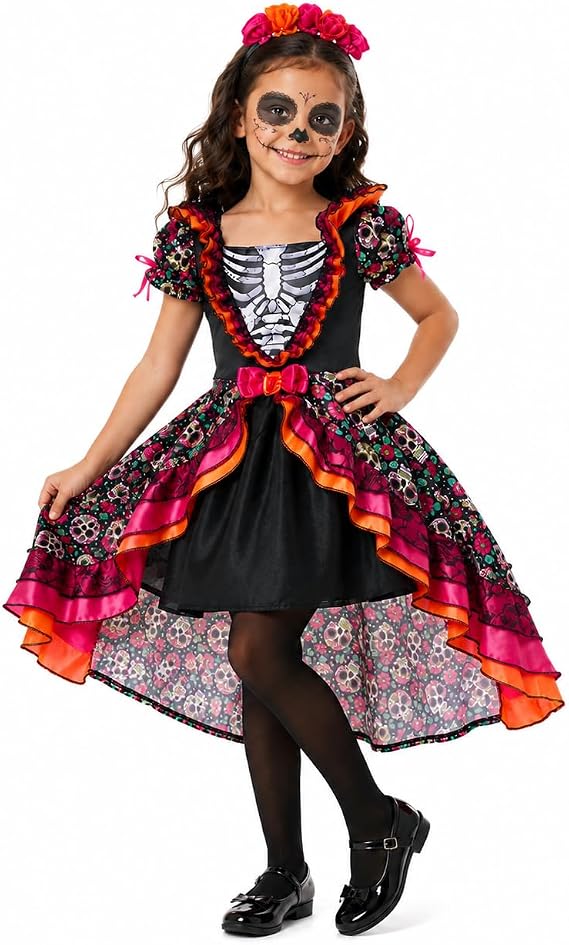 Day of Dead Costume Girls Skeleton Skull Dress Dia De Los Muertos - sugar skull costume