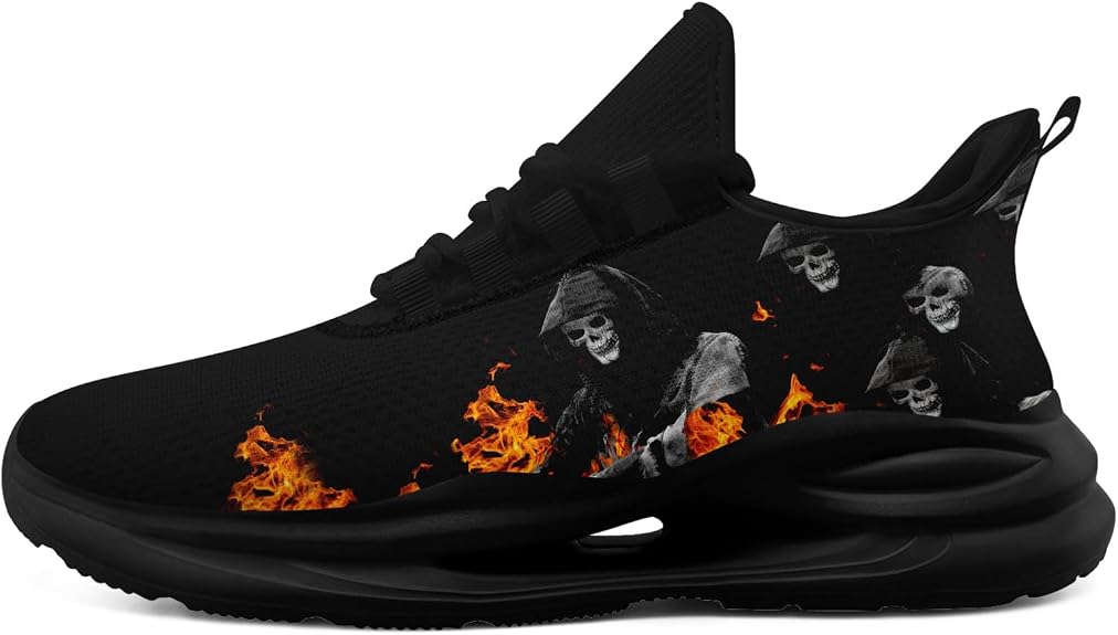 Men's Athletic Running Shoes Lightweight Comfortable Skull Goth Shoes Casual Sports Gym Walking Tennis Sneakers for Women - sugar skull boots
