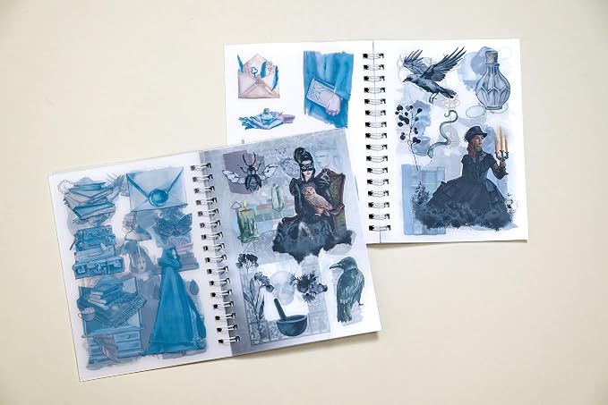 Dark Academia Sticker Book – 10 Pages of Vintage-Inspired Scrapbooking Stickers with Gothic, Literary, and Antique Designs for Journals, Planners, Cards, DIY Crafts, Scrapbooking & Creative Projects - skull sticker