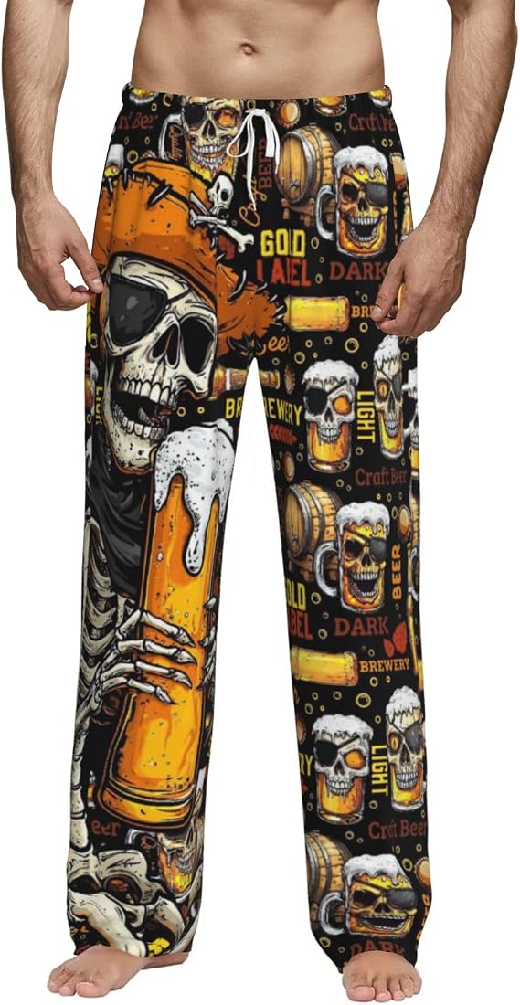 Mens Pajama Pants For Men, Men'S Sleep Lounge Pants Bottoms With Pockets，Funny Pjs Sleepwear Gifts For Men - skull pajamas