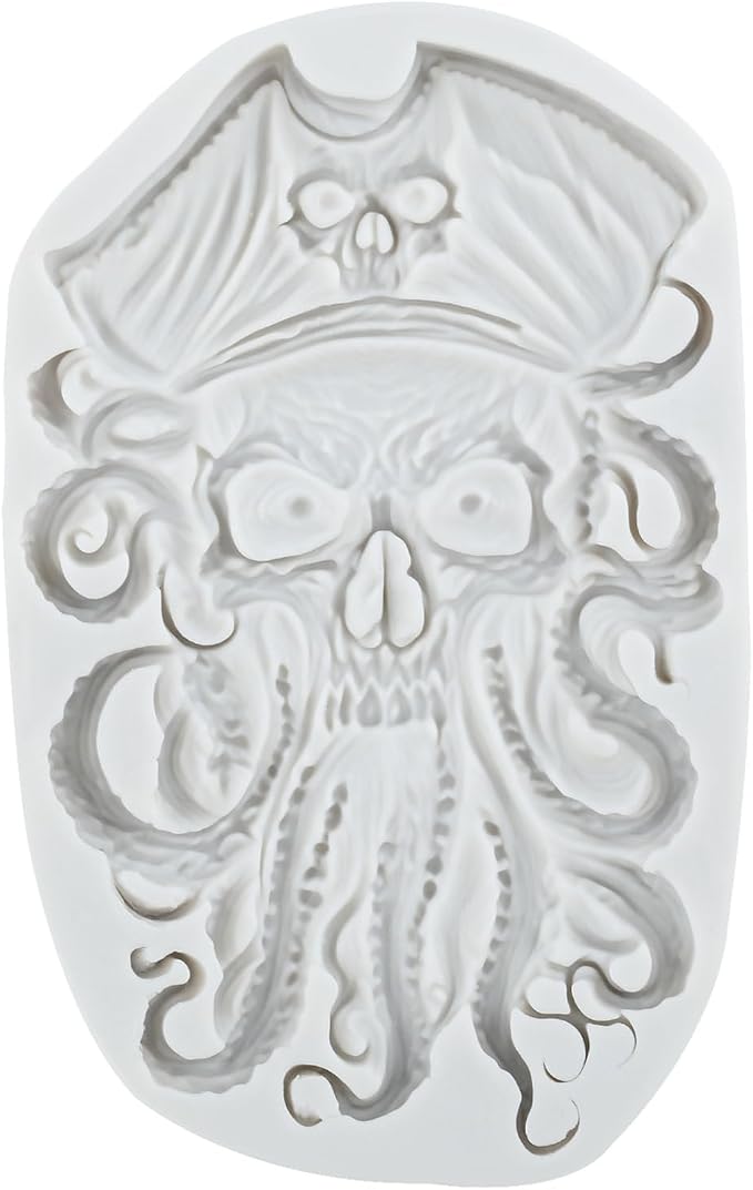 Pirate Octopus Silicone Mold Pirate Skull Polymer Clay Molds - skull ashtray