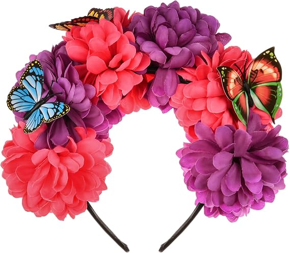 Day of The Dead Flower Headband dia de los muertos costume Halloween Headpiece - skull headband
