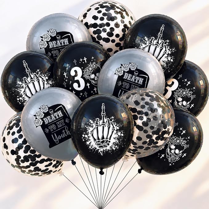 Rip to My 20s Birthday Decorations/Death to My 20s Decoration/Black Dirty Thirty decorations for Him/Happy 30th birthday Party Balloons Decor/Gothic 30 Birthday Party decorations Supplies for Men - skull inflatable
