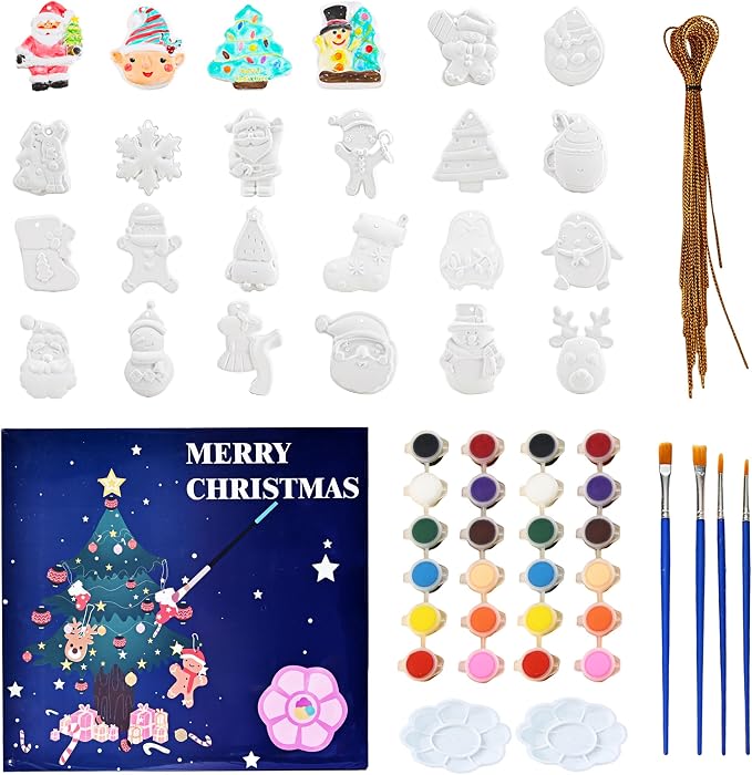 GloomGlo 24Pcs Christmas Plaster Craft Kit for Kids - skull painting