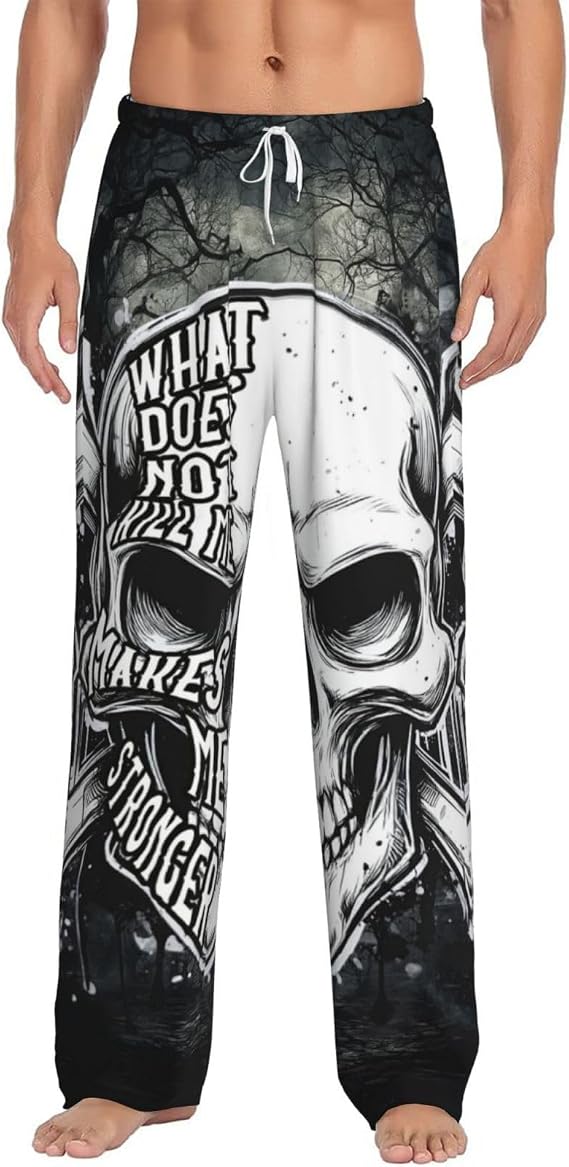 Men's Pajama Pants with Pockets, Soft Sleepwear for Relaxation - skull pajamas