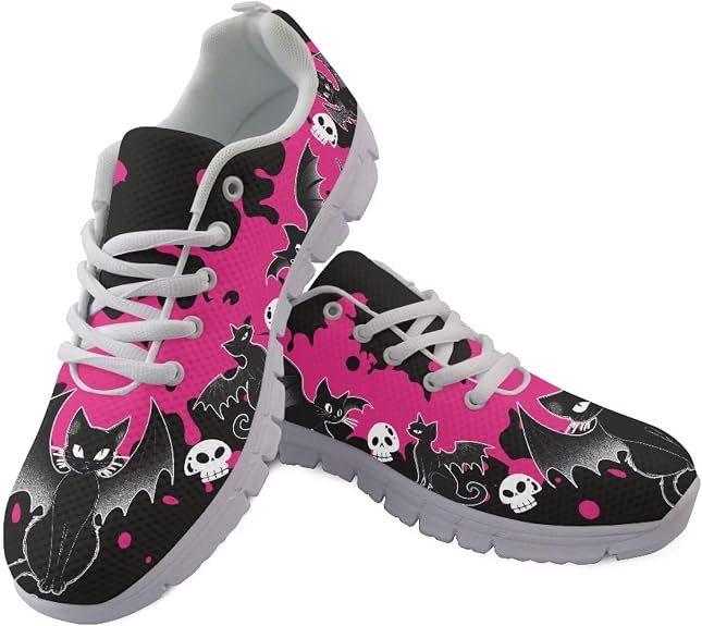 GIFTPUZZ Womens Athletic Walking Sneakers Running Shoes Sports Trainers Low Top Anti-Slip Lace Up Size 5-12 - sugar skull boots