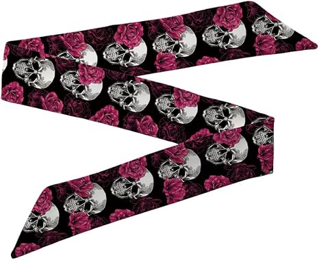 BBTDIN Roses Skull Handbag Scarf Day Of The Dead Neckerchief Flower Bones Purse Handle Scarves NSF05