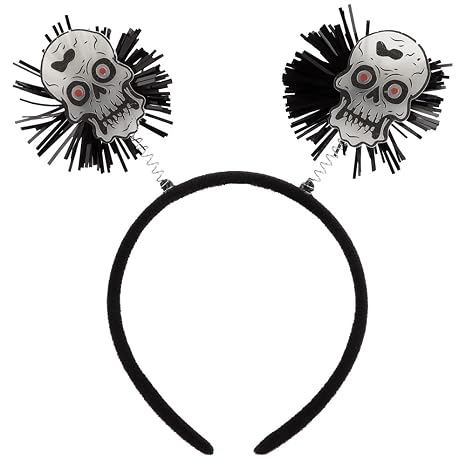 AOPRIE Cute Skull Halloween Headbands for Women Men Girls Boy Halloween Party Decorations Supply Cosplay Green Black, 1 Pack