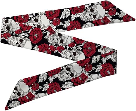 BBTDIN Roses Skull Handbag Scarf Day Of The Dead Neckerchief Flower Bones Purse Handle Scarves NSF05