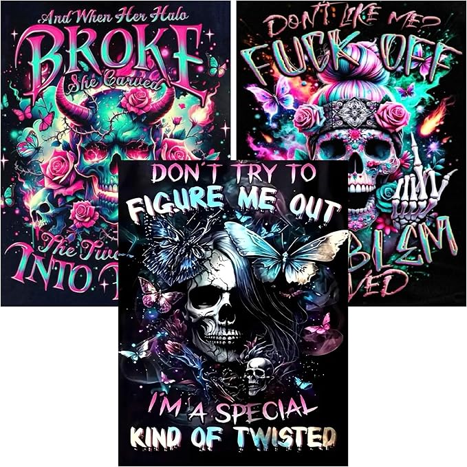 3 Pack Diamond Art Kits for Adult Horror Skull Diamond Painting Kit 12x16in - skull painting