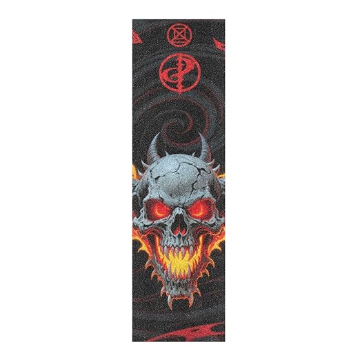 Anime Style Fire Skull Black and Red Grip Tape for Skateboards Grippy Grip Tape for Scooter 33×9 Inch Cinta de agarre para patineta - skull sticker