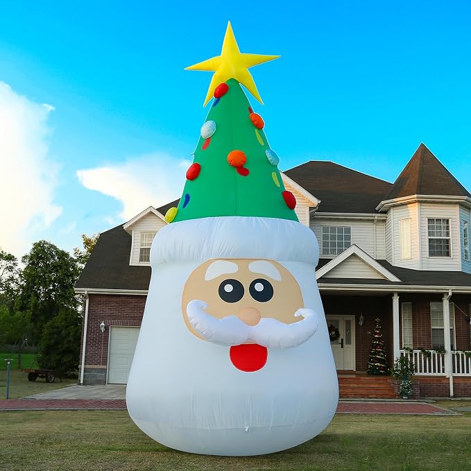 13FT Inflatable Santa Christmas Tree with Bright LED Lights for Yard - skull inflatable