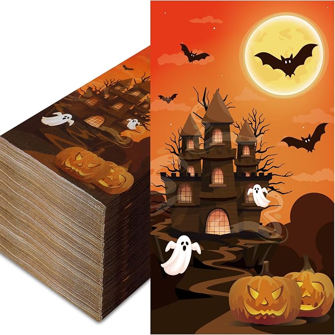 100Pcs Halloween Napkins Disposable Paper Decorative Guest Napkins, Halloween Party Decorations Napkins for Party Lunch Dinner Kitchen Bathroom Table - skull toilet paper
