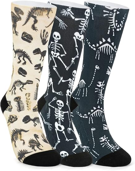3 Pairs Novelty Socks for Men Women, Graphic Theme Prints - sugar skull costume
