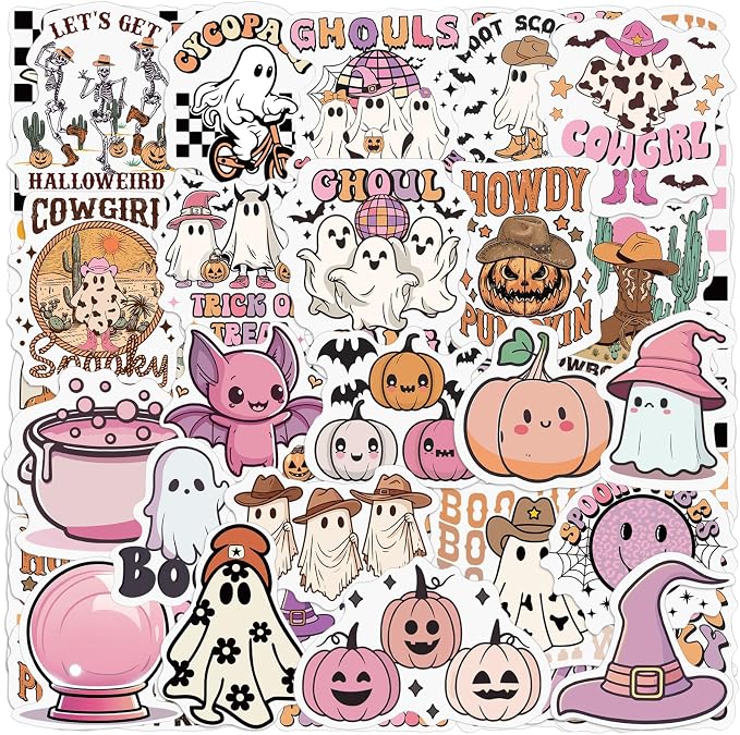 Frienda 200 Pcs Halloween Ghost Funny Spooky Stickers, 100 Styles - skull sticker