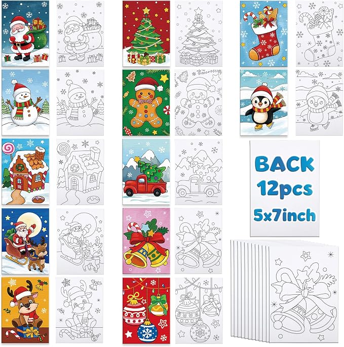 Louise Maelys Christmas Pre Drawn Canvas to Paint for Kids - skull painting