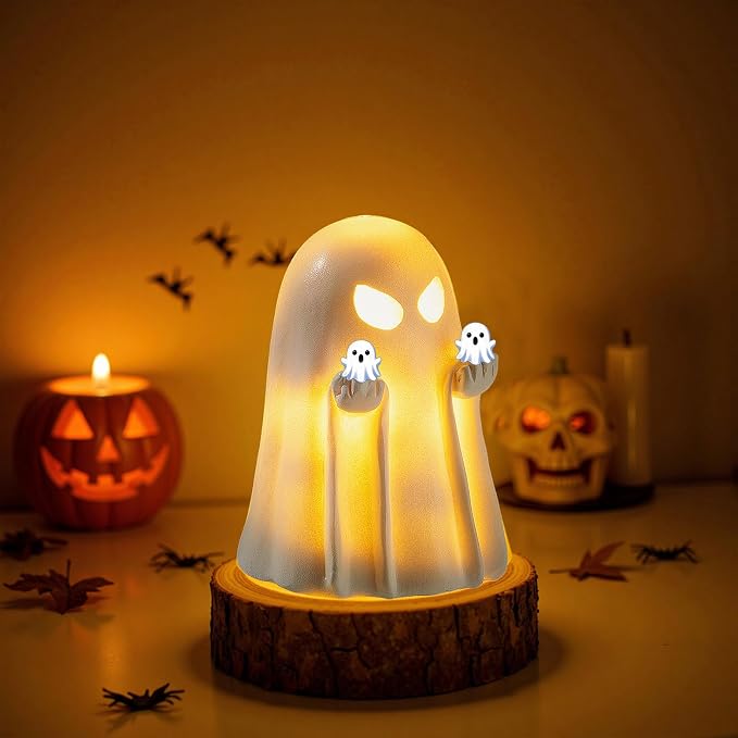 Halloween Ghost Figurine,Cute Spooky Ghost Statue,Halloween Decorations,Resin Statue for Party, Home, Indoor & Porch Decor - skull coaster