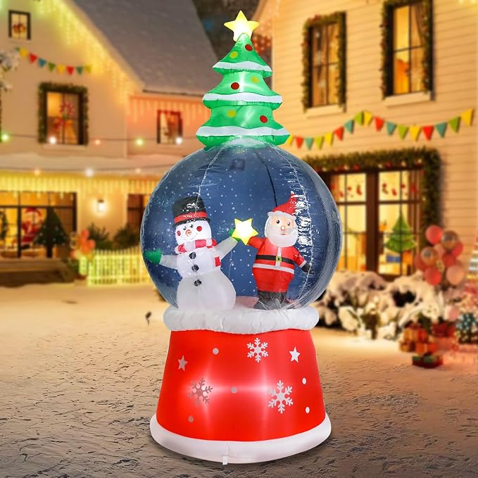 MUMTOP 7.68 FT Christmas Outdoor Inflatable with Snow Globe Holiday Decor - skull inflatable