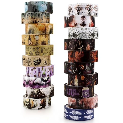Halloween Washi Tape Set 20 Rolls Witches Themed Decorative Tapes - skull sticker