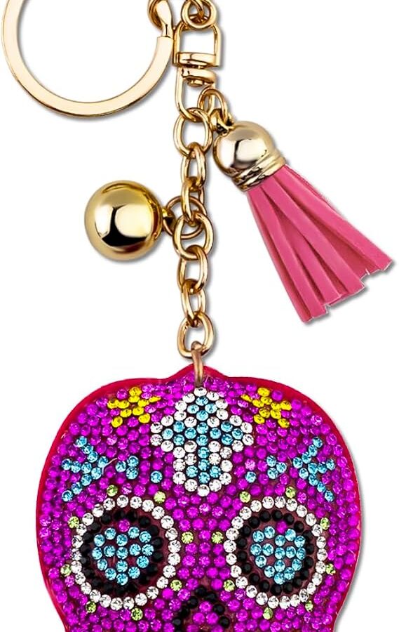 Sugar Skull Keychain Goth Novelty Accessories For Car Keys Rhinestone - sugar skull handbags for sale