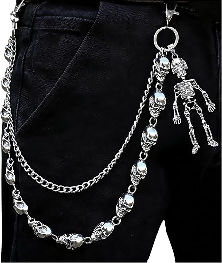 Skull Pants Chain for Men Women,Punk Wallet Chain Jean Chain Accessories