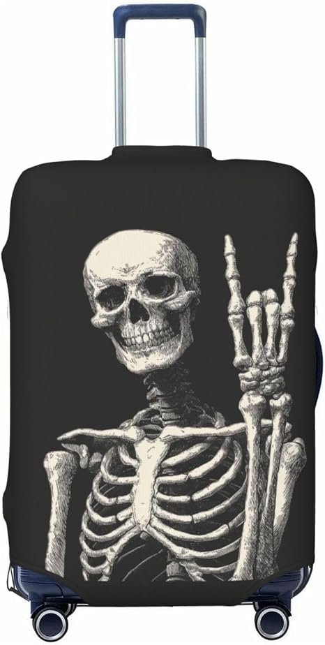 Skull Luggage Cover for Suitcase Tsa Approved Protector-Luggage Sleeve Large Suit Case Cover Travel Stretch Baggage Case Protective Washable Fit 18-21in Skeleton S