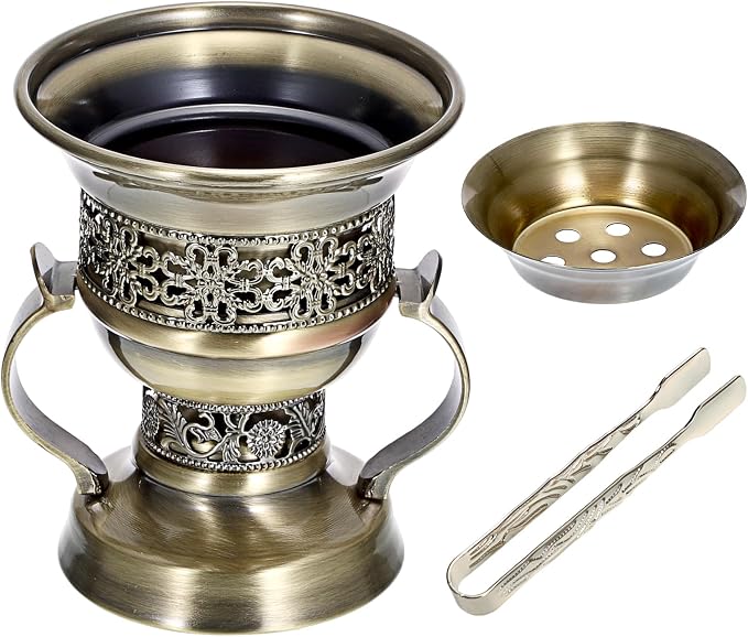 JUXYES Vintage Incense Burner Holder with Ash Catchers and Tongs - skull incense burner