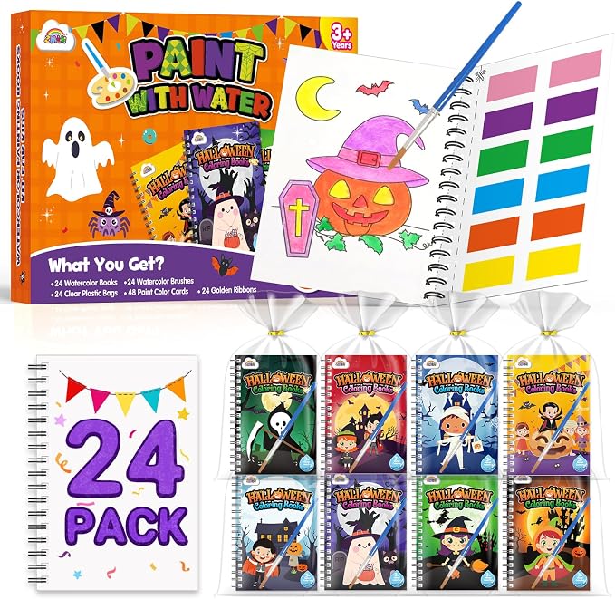 ZMLM 24 Pack Halloween Coloring Books – Halloween Party Favors for Kids 4-8