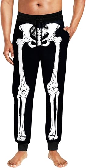 Deerose Mens Halloween Pajama Pants Pumpkin Print Jogger Pants with Pockets - skull pajamas